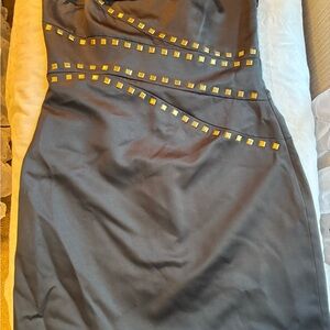 Black Studded Sheath Dress - Women's Elegant Evening Dress